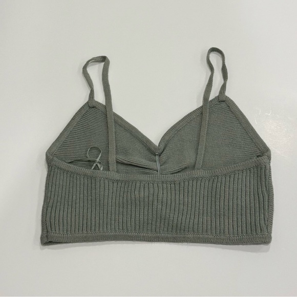 Mable Elegant Sage Olive Green Crop Knit Sweater Top Size M/L - Picture 2 of 9